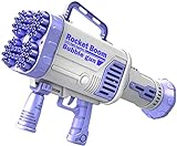 Bubble Machine,Automatische LED Seifenblasenpistole 64 Bubble Holes & Light Function,für Outdoor Wasserspielzeug Spielaktivitäten, Hinterhof Blasenparty,Lila,64 Holes