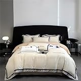 Feuchtigkeitsabsorbierender und atmungsaktiver vierteiliger Bettbezug aus Reiner Baumwolle + Zwei Kissenbezüge, weich im Griff, geeignet für Doppelbetten D,2.0m