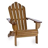 blumfeldt Vermont Gartenstuhl - Adirondack-Stuhl aus Tannenholz, witterungsbeständig, zusammenklappbar, hohe Rückenlehne und Tiefe Sitzfläche, PU-Lackierung, max. 150 kg, braun