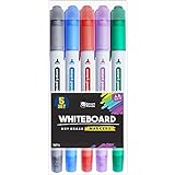 Whiteboard-Marker von SmartPanda – Doppelspitze, Medium und Fein – Trocken abwischbar, perfekt für Zuhause, Schule oder Büro – 5er Set verschiedene Farben (5)
