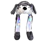 Alsino Wackelohr Mütze mit LED und beweglichen Ohren aus Plüsch Kostüm für Kinder und Erwachsene Tier Plüsch Spielzeug Hut, Wolf g