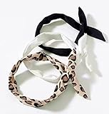 3 Stück Damen Haarband Schwarz weißer Leopardenmuster Haarbänder, Vintage Twist Haarreifen mit Eisendraht, Bow Stirnbänder Hasenohren Stirnband, Mädchen Frauen Haarschmuck Geschenk