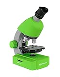 Bresser Junior Einsteiger Mikroskop 40-640x mit Durchlicht LED-Beleuchtung und mit 3 Objektiven, inklusive umfangreichem Zubehör wie Dauerpräparaten, Objektträgern und Mikroskopierbesteck, grün