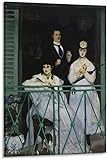 Wandbild 60 x 80 cm, rahmenlos, Edouard Manet, Ölgemälde, Reproduktion, klassisches Gemälde auf dem Balkon, Wohnwand, Gemäldeposter