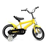 14 Zoll Kinderfahrrad Mädchenfahrrad Jungen Fahrrad Stützräder mit Hilfsrad Rücktrittbremse Stützräder Unisex (gelb)