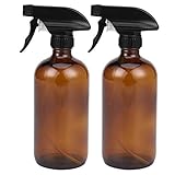 Quata Leere bernsteinfarbene Glasflaschen mit Etiketten (2 Stück) – nachfüllbarer Behälter für ätherische Öle, Reinigungsprodukte oder Aromatherapie