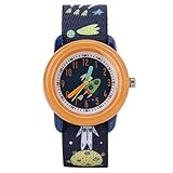 Kinderuhr, wasserdichte elektronische Armbanduhr Cartoon Quarzuhr mit Bandarmband für Kinder Kleinkind Jungen Mädchen 2-13 Jahre alt(Orange)