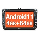 Vanku Android 11 Autoradio mit Navi PX6 64GB+4GB für VW Radio Unterstützt Bluetooth 5.0 DAB + CD Player Android Auto WiFi 4G USB 8 Zoll IPS Touchscreen