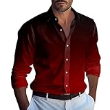 Hemden Herren Langarm Langarmhemd Zweifarbige Tshirt Herren Spitze Hemd Herren Formal Hemd Sport Shirt Damen Oversize Sweatshirt Herren Langarmhemd T Shirt Damen Hawaii Hemd Rot 2XL