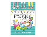 10 Einladungskarten zum Kindergeburtstag Einladungen zur Pyjamaparty Pyjama-Party Übernachtungsparty Lesenacht-Party für Mädchen und Jungen