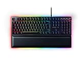Razer Huntsman Elite (Purple Switch) - Gaming Tastatur mit opto-mechanischen Schaltern (Drehregler, beleuchteter Handballenablage, RGB Chroma) QWERTZ | DE-Layout, Schwarz