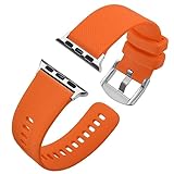 Anbeer Silikon Armbänder Kompatibel mit Apple Watch Armband 42mm 44mm 45mm 49mm für Damen Herren, Ersatzarmband für iWatch Ultra Series 8 7 6 5 4 3 2 1 SE, Orange