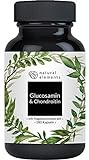 Glucosamin & Chondroitin hochdosiert - 180 Kapseln mit natürlichem Vitamin C - Trägt zu einer normalen Kollagenbildung bei* - Laborgeprüft und in Deutschland produziert