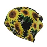 WURTON Sunflower 1 Print Multifunktions-Beanie-Mütze, warm, Totenkopfmütze, weich, Stretch, Baggy, modischer Schal, Sonnenblume 1, Einheitsgröße