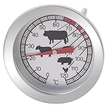 wenco premium Analoges Bratenthermometer, 11 cm, Ideal zur Kontrolle des Fleisches beim Garen im Ofen, Glas/Rostfreier Edelstahl, Silber