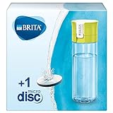 BRITA Wasserfilter-Flasche limone / Praktische Trinkflasche mit Wasserfilter für unterwegs aus BPA-freiem Kunststoff / Filtert beim Trinken / spülmaschinengeeignet, 7.5 x 7.5 x 22.0 cm