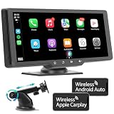 WSRADIOKITS 10.26 Zoll CarPlay Bildschirm, Tragbares Autoradio kompatibel mit A-pple CarPlay & Android Auto, IPS Touch Screen, Siri/G-oogle, GPS Navigation, Bluetooth, Mirror Link, FM, AUX, AirPlay