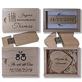Anpassbarer USB 3.0-Stick aus Holz – 3 Optionen – 32 GB – Inklusive Aufbewahrungsbox – Schnelle Dateiübertragung – Hochzeitsgeschenk