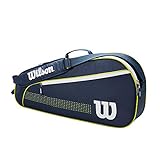 Wilson Tennistasche Junior 3, Bis zu 3 Schläger, Marineblau/Weiß/Limettengrün, WR8012801001