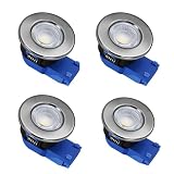 ELG Leuchten 4 x LED Einbaustrahler Dimmbar 240V,Silber-Matt,Einbauleuchten,Deckenspots,Downlight,7,5W,600-650LM,2800-4000K,IP54,68