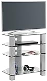MAJA Möbel TV-Rack Glas Metall Alu - Klarglas 70 x 50 x 77 cm