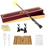 Harry Potter Zauberstab, 38 cm, Harry-Potter-Leuchtstab, USB-Ladestab, Harry Potter, magische Harry-Potter-Stäbe in Geschenkbox mit Karte, Bahnhofsticket, Karte und H