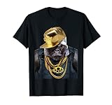 Rapper Gorilla in Gold Kette und Cap Hip Hop Kultur T-Shirt