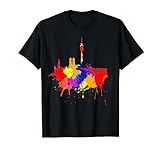 München Skyline Bunte Farben Malerei Kunst Ich Liebe München T-Shirt