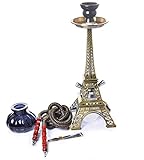 portable hookah set,Eiffel Tower Hookah Kit Set, Portable Hookah with Ceramic Bowl+Hookha Hose+Clip, Two Hose Tongs for Better Shisha, Hookah Shisha 40Cm/15.7'