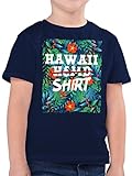 Kinder Karneval und Fasching Kostüme - Hawaii Hemd Shirt - 140 (9/11 Jahre) - Dunkelblau - Hawaii Tshirt Kinder - F130K - Kinder Tshirts und T-Shirt für Jungen
