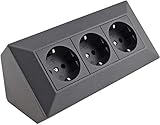 ChiliTec Steckdosenblock 3-Fach Ecksteckdose 230V Eck- & Unterbau Montage für Arbeitsplatte Küche Werk