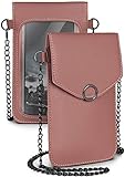 moex Handytasche zum Umhängen für alle Smartphones - Kleine Handtasche Damen mit separatem Handyfach und Sichtfenster - Crossbody Tasche, Altrosa