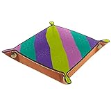 HOHOHAHA Würfeltablett mit farbigen Streifen, faltbares Tablett aus PU-Leder für Rollenspiele, Spiele und andere Brettspiele.