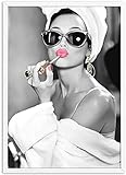 Klassische Kunst Audrey Hepburn Porträt Make-up Leinwanddruck Poster Wohnzimmer Wanddekoration sexy Schönheit Frau Audrey Hepburn Bild Gemälde Kunstwerk, ungerahmt,50x70cm