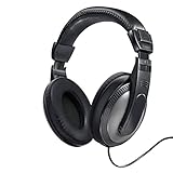 Hama Kopfhörer „Shell“, kabelgebunden, Over Ear (Kopfhörer mit Kabel, Kopfhörer Over Ear, mit langem Kabel, mit 3,5mm Klinke, 6,35mm Klinkenstecker, Musik Kopfhörer, TV Kopfhörer, vergoldet) schwarz
