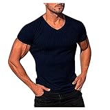 Oberteil Männer Plus Size Polyester Mode Blusentop Solid Mit Taschen Summer Tailliertes T-Shirt Männer Kurzärmelige Sport V-Ausschnitt Gemütlich