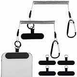 AOZUO 2 Stück Schlüsselkette mit karabiner, einziehbare Schlüsselband mit flexiblem Spiralkabel Key Chain einziehbare Telefon Halteschlaufe Sicherheits Lanyard Patch für Anti-Drop im F