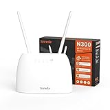Tenda 4G06 4G VoLTE WLAN Router für SIM Karten (150 Mbit/s im Download, 50 Mbit/s im Upload, 300 Mbit/s 2,4GHz), 2 Abnehmbare Antennen, Plug & Play, Kein SIM-Lock, LAN/WAN-Port & Tel-Port, Weiß