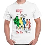 James Bond Dr No Film Movie Poster Retro Cool 60s Vintage Retro T Shirt White S