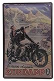 Zündapp Motorrad, Höchste Ansprüche, hochwertig geprägtes Retro Blechschild, Türschild, Wandschild, Reklame 30 x 20 cm
