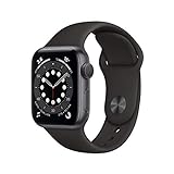 Apple Watch Series 6 GPS, 40 mm Space Grey Aluminiumgehäuse mit schwarzem Sportband - regulär (Generalüberholt)