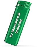 #teamludorf Elektronik Feuerzeug mit Druck beidseitig - 8 Farben - | Logo | Text | Wunschdruck | Nachfüllbar | Werbefeuerzeug | Hochzeit | Partygeschenk | Stammtisch | Logo Druck (grün,50)