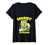 Damen Lustiges Geld Währung Börse Cash Stock Market T-Shirt mit V-Ausschnitt