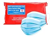 Auto Verbandskasten - Neue Norm 2022 für Tüv geprüft - zertifiziert DIN 13164 - STVO & 2x Maske Erste Hilfe KFZ Verbandstasche Kit First Aid