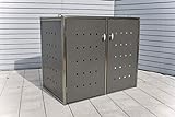 INDRA Design 2er Mülltonnenbox Edelstahl für 2 Stück 120L Tonnen Kombi Box / Schiebedach / Pulverbeschichtet Anthrazit