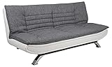AC Design Furniture Jasper Bettcouch Hellgrau/Weiß, Schlafsofa mit 3 Liegepositionen, Moderner 3-Sitzer Ohne Armlehne, Gepolstert mit Verchromten Beinen, L: 196 x H: 91 x T: 98
