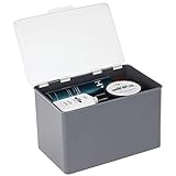 mDesign Aufbewahrungsbox mit Deckel für die Küche, Vorratskammer, das Arbeitszimmer – Stapelbox aus BPA-freiem Kunststoff – kompakte Kunststoffkiste für Haushaltswaren – dunkelgrau und durchsichtig
