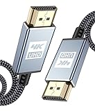 4K HDMI-Kabel, 15.2 m, Sweguard HDMI 2.0 Kabel High Speed 18 Gbps vergoldetes Nylon geflochtenes HDMI-Kabel, 4K 60Hz HDR, HDCP 2.2, 2160P, 3D, ARC für Monitor UHD TV PC PS5 PS4 PS3 Blu-ray-Grau