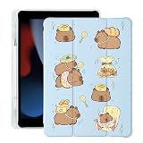 Cute Kawaii Capybara für iPad Air 11 Zoll Hülle M2 2024 (6th Generation) mit Stifthalter, Auto Sleep/Wake, Blau Leder Soft TPU Back C
