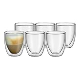 WMF Kult doppelwandige Cappuccino Gläser Set 6-teilig, doppelwandige Gläser 250ml, Schwebeeffekt, Thermogläser, hitzebeständiges Teeglas, Kaffeeglas